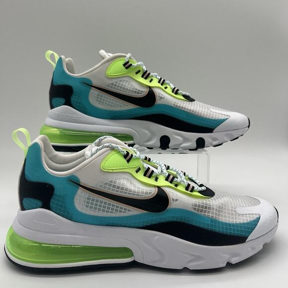 Mens Size 13 Nike Air Max 270 React White Black Green Sneakers CT1265 300 NEW - Picture 1 of 7